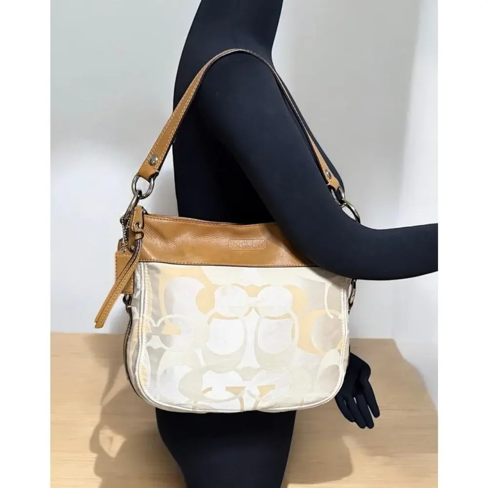 Y2K Coach F14711 Zoe Signature Optic Convertible Hobo Bag & Wristlet